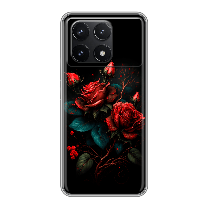 Силиконовый чехол на Xiaomi Redmi K70 5G с принтом Розы красные Силиконовый чехол на Xiaomi Redmi K70 5G с принтом Розы красные