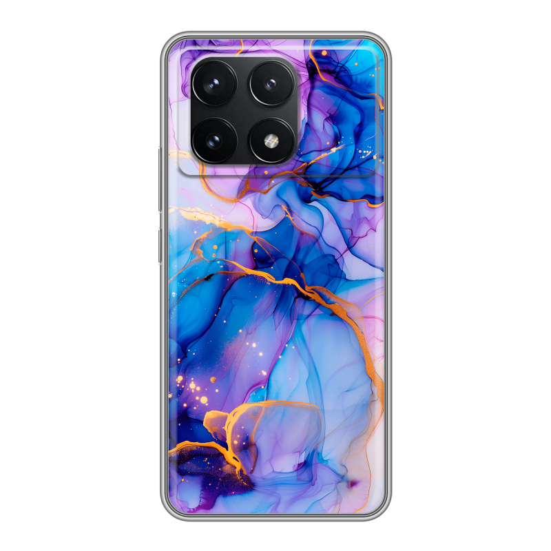 Силиконовый чехол на Xiaomi Redmi K70 5G с принтом синий мрамор Силиконовый чехол на Xiaomi Redmi K70 5G с принтом синий мрамор