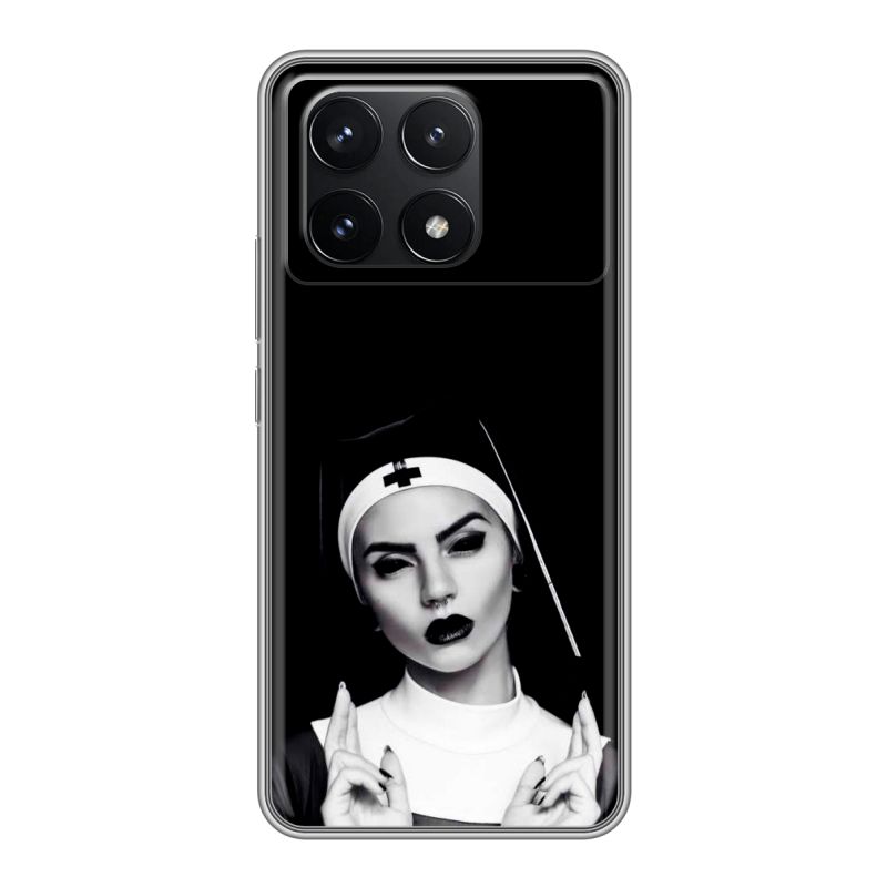 Силиконовый чехол на Xiaomi Redmi K70 5G с принтом монашка Силиконовый чехол на Xiaomi Redmi K70 5G с принтом монашка