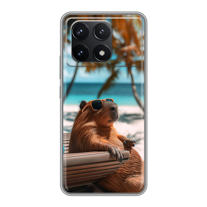 Силиконовый чехол на Xiaomi Redmi K70 5G с принтом Капибара Силиконовый чехол на Xiaomi Redmi K70 5G с принтом Капибара