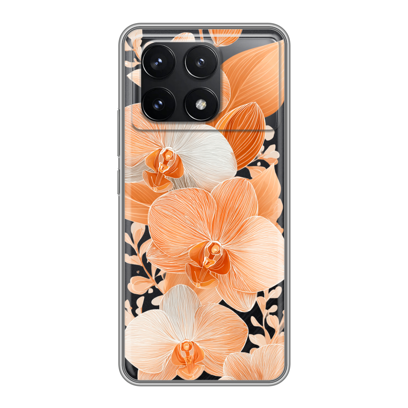 Силиконовый чехол на Xiaomi Redmi K70 5G с принтом Бежевые цветы Силиконовый чехол на Xiaomi Redmi K70 5G с принтом Бежевые цветы
