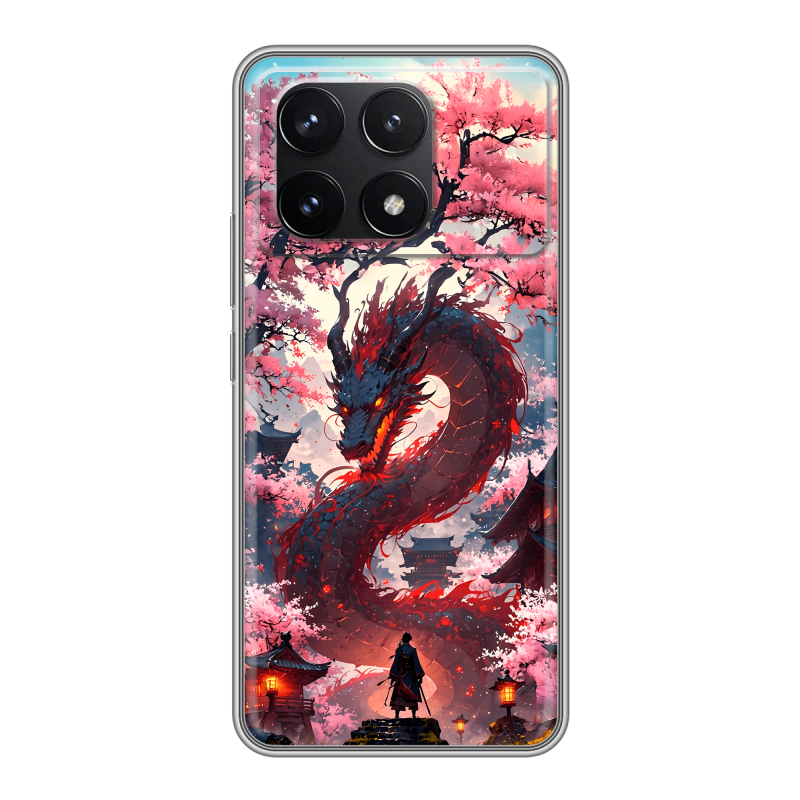 Силиконовый чехол на Xiaomi Redmi K70 5G с принтом Дракон Японский Силиконовый чехол на Xiaomi Redmi K70 5G с принтом Дракон Японский