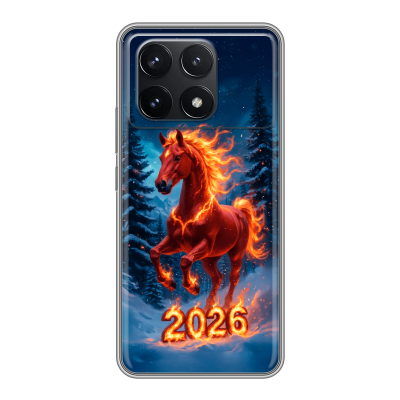 Силиконовый чехол на Xiaomi Redmi K70 5G с принтом Новый год коня Силиконовый чехол на Xiaomi Redmi K70 5G с принтом Новый год коня