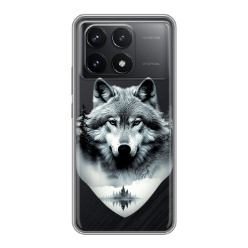 Силиконовый чехол на Xiaomi Redmi K70 Pro 5G с принтом Волк в лесу Силиконовый чехол на Xiaomi Redmi K70 Pro 5G с принтом Волк в лесу