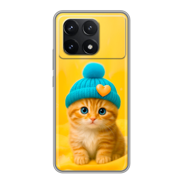 Силиконовый чехол на Xiaomi Redmi K70 Pro 5G с принтом Котенок в шапке