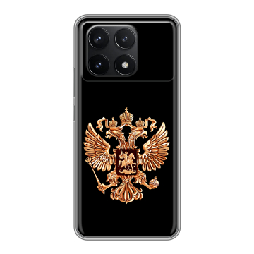Силиконовый чехол на Xiaomi Redmi K70 Pro 5G с принтом Герб России золотой Силиконовый чехол на Xiaomi Redmi K70 Pro 5G с принтом Герб России золотой
