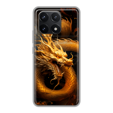 Силиконовый чехол на Xiaomi Redmi K70 Pro 5G с принтом Золотой дракон Силиконовый чехол на Xiaomi Redmi K70 Pro 5G с принтом Золотой дракон