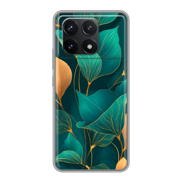 Силиконовый чехол на Xiaomi Redmi K70 Pro 5G с принтом Листья и золото