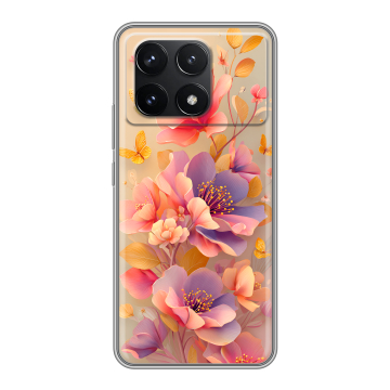 Силиконовый чехол на Xiaomi Redmi K70 Pro 5G с принтом Цветы и бабочки