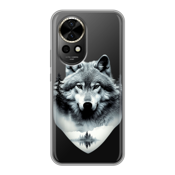 Силиконовый чехол на Huawei Nova 12 с принтом Волк в лесу Силиконовый чехол на Huawei Nova 12 с принтом Волк в лесу