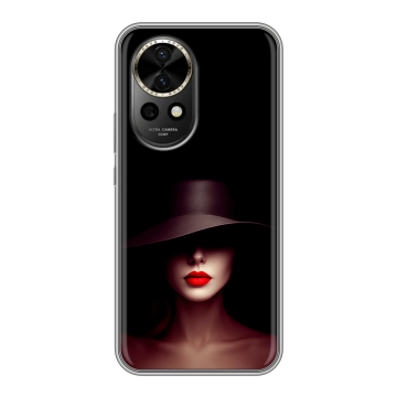 Силиконовый чехол на Huawei Nova 12 с принтом Девушка в шляпе