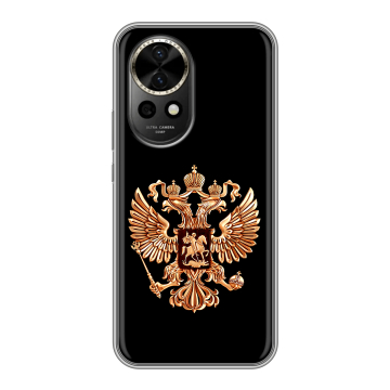 Силиконовый чехол на Huawei Nova 12 с принтом Герб России золотой