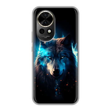 Силиконовый чехол на Huawei Nova 12 с принтом Волк ночной Силиконовый чехол на Huawei Nova 12 с принтом Волк ночной