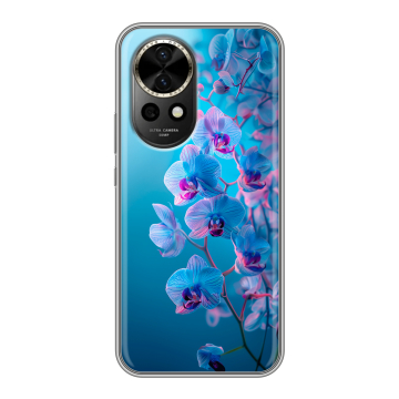 Силиконовый чехол на Huawei Nova 12 с принтом голубые орхидеи
