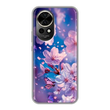 Силиконовый чехол на Huawei Nova 12 с принтом цветы бабочки