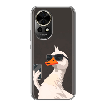 Силиконовый чехол на Huawei Nova 12 с принтом утка в очках