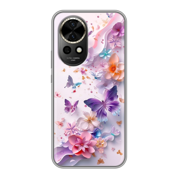 Силиконовый чехол на Huawei Nova 12 с принтом цветы бабочки Силиконовый чехол на Huawei Nova 12 с принтом цветы бабочки