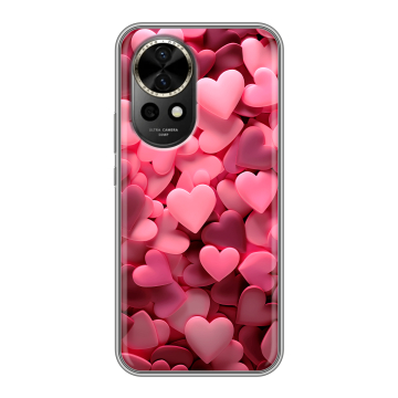Силиконовый чехол на Huawei Nova 12 с принтом розовые сердечки