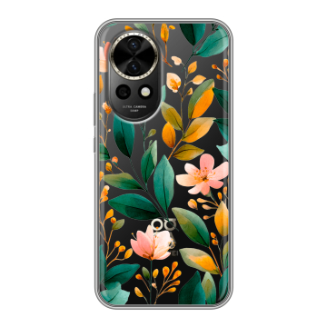 Силиконовый чехол на Huawei Nova 12 с принтом Цветы паттерн Силиконовый чехол на Huawei Nova 12 с принтом Цветы паттерн