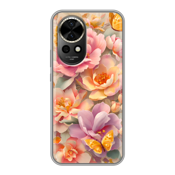 Силиконовый чехол на Huawei Nova 12 с принтом Цветы и бабочки Силиконовый чехол на Huawei Nova 12 с принтом Цветы и бабочки