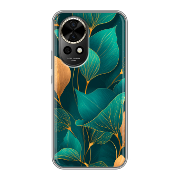 Силиконовый чехол на Huawei Nova 12 с принтом Листья и золото Силиконовый чехол на Huawei Nova 12 с принтом Листья и золото