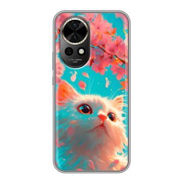 Силиконовый чехол на Huawei Nova 12 с принтом Красивый кот
