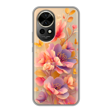 Силиконовый чехол на Huawei Nova 12 с принтом Цветы и бабочки