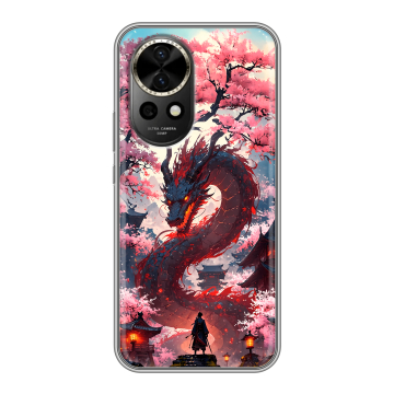 Силиконовый чехол на Huawei Nova 12 с принтом Дракон Японский