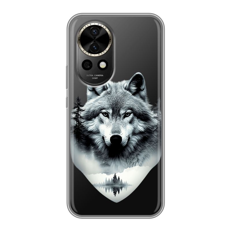 Силиконовый чехол на Huawei Nova 12 с принтом Волк в лесу Силиконовый чехол на Huawei Nova 12 с принтом Волк в лесу