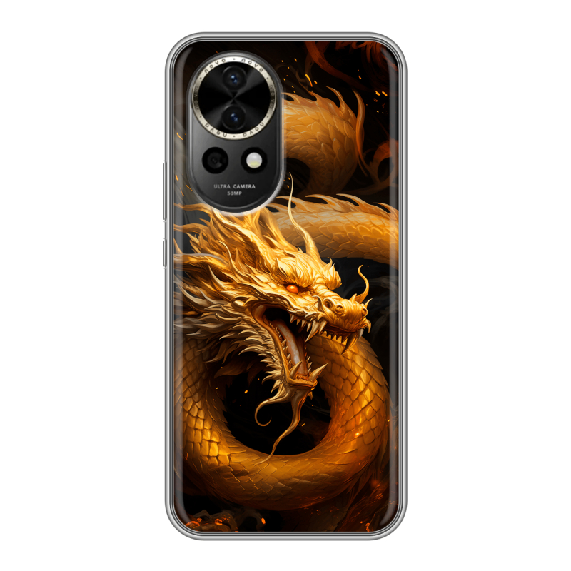 Силиконовый чехол на Huawei Nova 12 с принтом Золотой дракон Силиконовый чехол на Huawei Nova 12 с принтом Золотой дракон