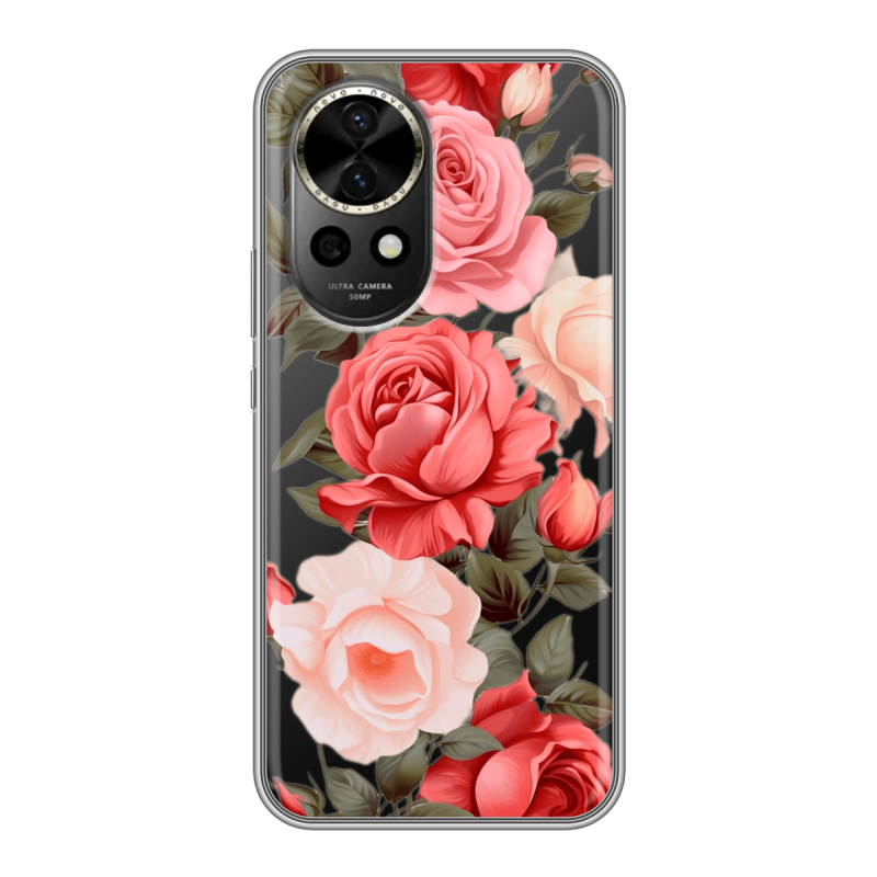 Силиконовый чехол на Huawei Nova 12 с принтом Розы Силиконовый чехол на Huawei Nova 12 с принтом Розы