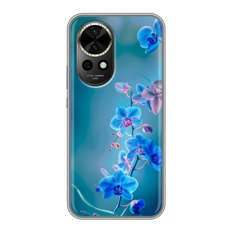 Силиконовый чехол на Huawei Nova 12 с принтом Голубые цветы Силиконовый чехол на Huawei Nova 12 с принтом Голубые цветы