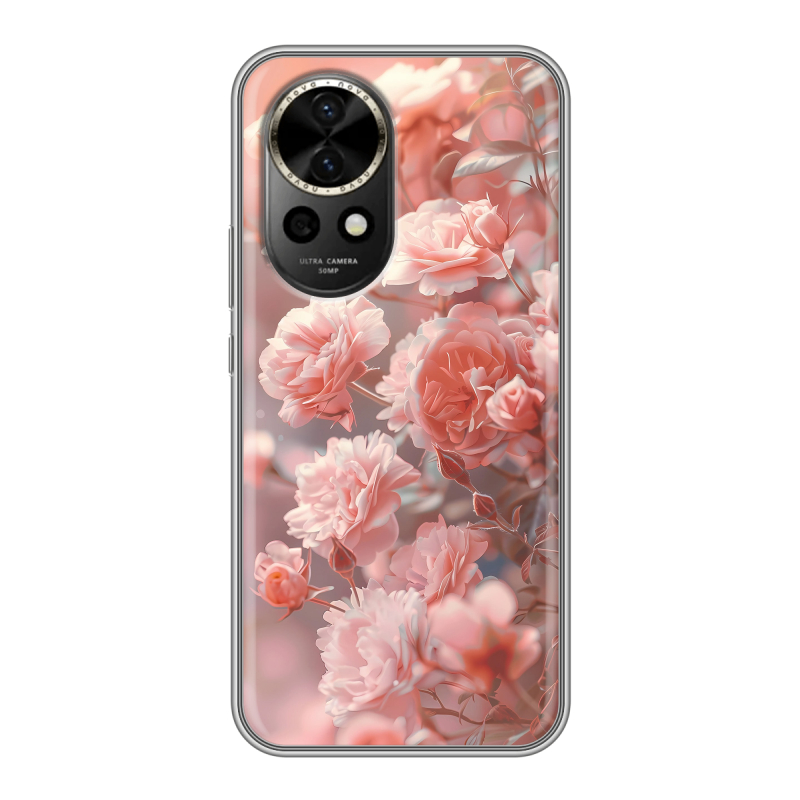 Силиконовый чехол на Huawei Nova 12 с принтом Розовые розы Силиконовый чехол на Huawei Nova 12 с принтом Розовые розы