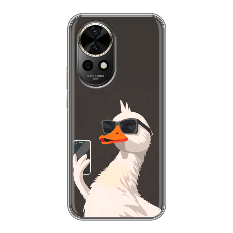 Силиконовый чехол на Huawei Nova 12 с принтом утка в очках Силиконовый чехол на Huawei Nova 12 с принтом утка в очках
