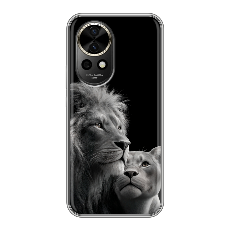 Силиконовый чехол на Huawei Nova 12 с принтом Лев кошки Силиконовый чехол на Huawei Nova 12 с принтом Лев кошки