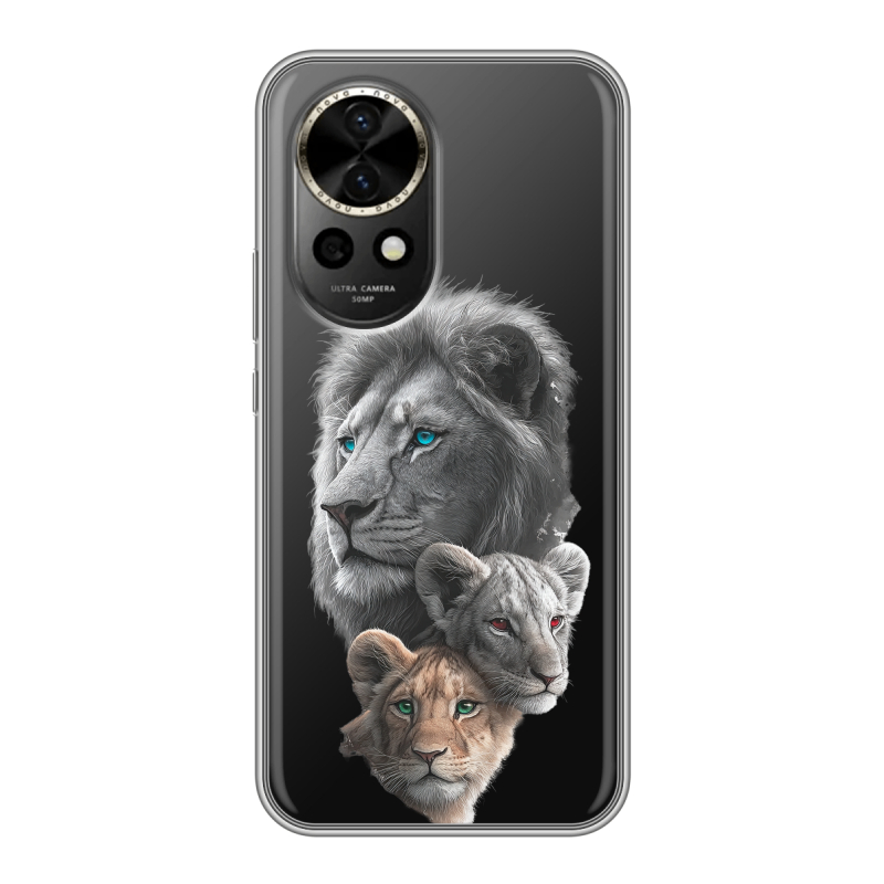 Силиконовый чехол на Huawei Nova 12 с принтом Львы Силиконовый чехол на Huawei Nova 12 с принтом Львы