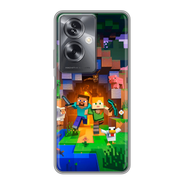 Силиконовый чехол на OPPO A79 5G с принтом Майнкрафт Minecraft Силиконовый чехол на OPPO A79 5G с принтом Майнкрафт Minecraft