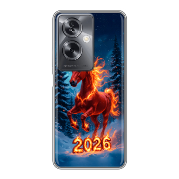 Силиконовый чехол на OPPO A79 5G с принтом Новый год коня