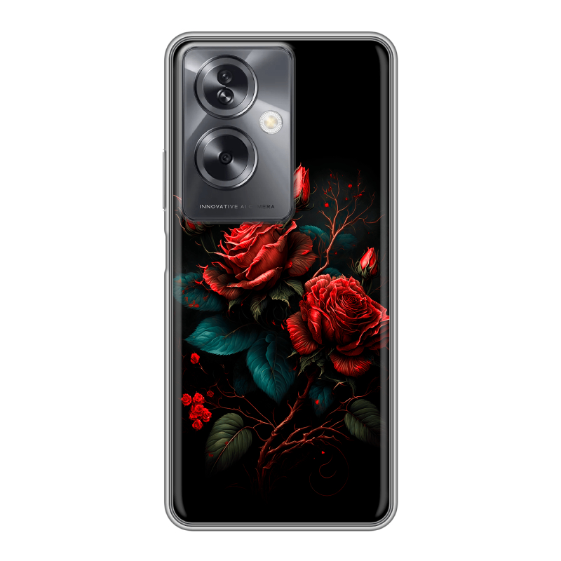 Силиконовый чехол на OPPO A79 5G с принтом Розы красные Силиконовый чехол на OPPO A79 5G с принтом Розы красные