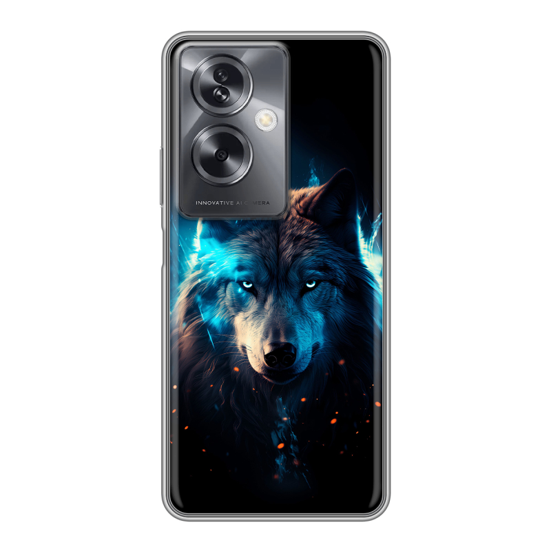Силиконовый чехол на OPPO A79 5G с принтом Волк ночной Силиконовый чехол на OPPO A79 5G с принтом Волк ночной