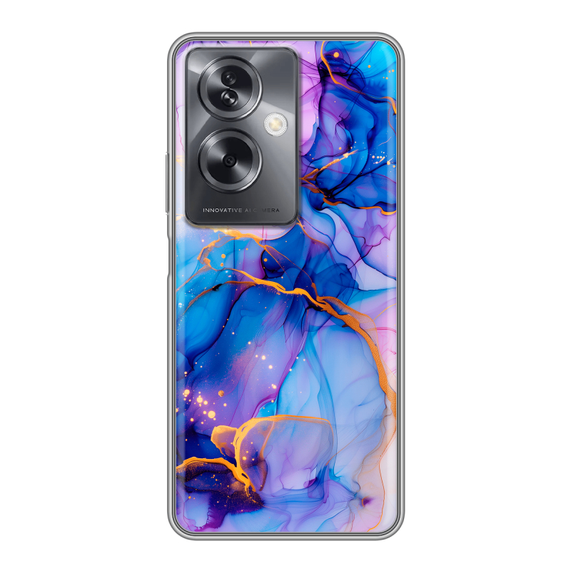 Силиконовый чехол на OPPO A79 5G с принтом синий мрамор Силиконовый чехол на OPPO A79 5G с принтом синий мрамор