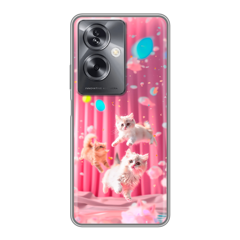 Силиконовый чехол на OPPO A79 5G с принтом милые котики Силиконовый чехол на OPPO A79 5G с принтом милые котики