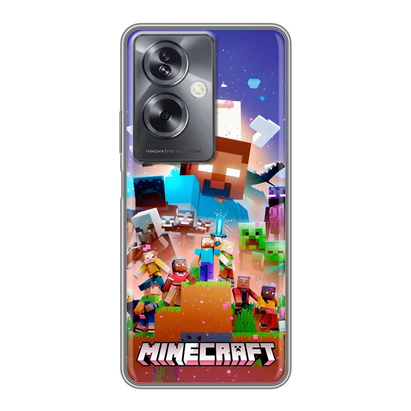 Силиконовый чехол на OPPO A79 5G с принтом Майнкрафт Minecraft Силиконовый чехол на OPPO A79 5G с принтом Майнкрафт Minecraft