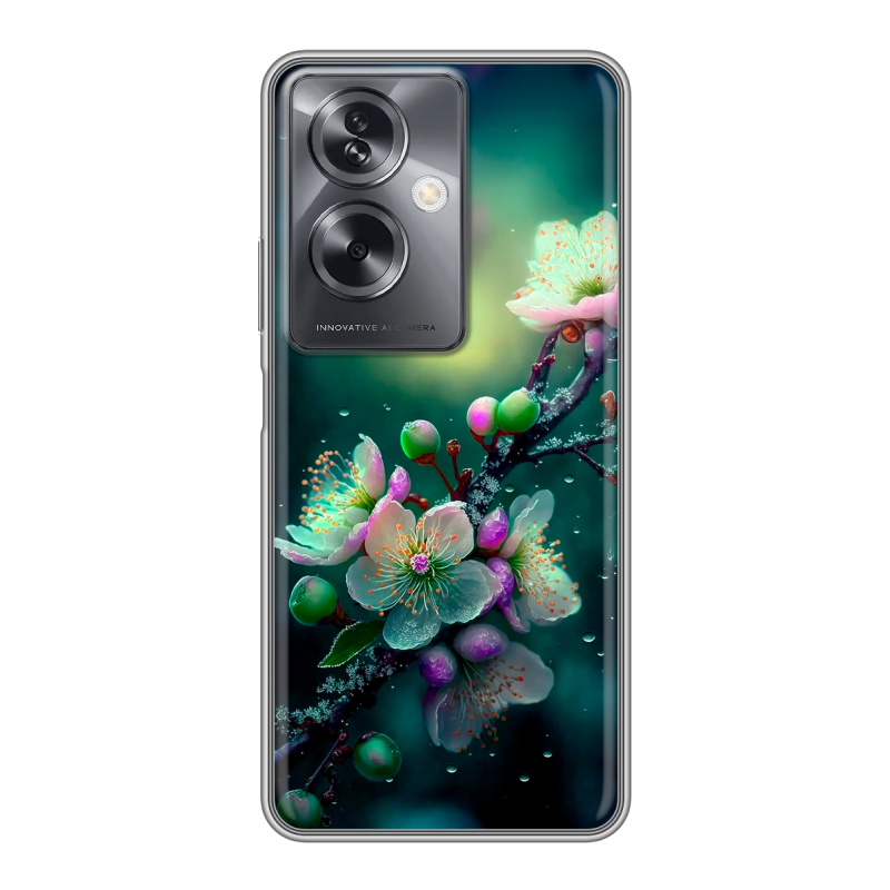Силиконовый чехол на OPPO A79 5G с принтом Цветы и мрамор Силиконовый чехол на OPPO A79 5G с принтом Цветы и мрамор
