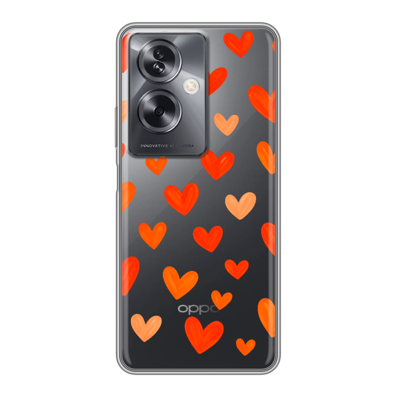 Силиконовый чехол на OPPO A79 5G с принтом Сердечки Силиконовый чехол на OPPO A79 5G с принтом Сердечки