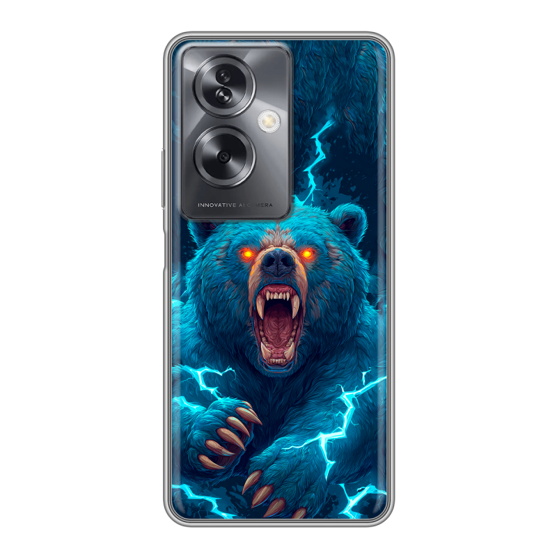 Силиконовый чехол на OPPO A79 5G с принтом Медведь Силиконовый чехол на OPPO A79 5G с принтом Медведь