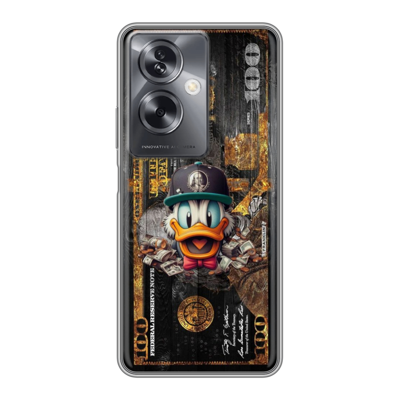 Силиконовый чехол на OPPO A79 5G с принтом Дональд Дак Доллар Силиконовый чехол на OPPO A79 5G с принтом Дональд Дак Доллар