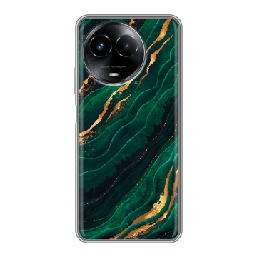 Силиконовый чехол на Realme Narzo 60x 5G с принтом Мрамор зеленое золото