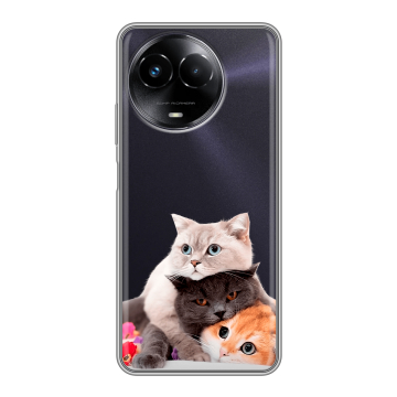 Силиконовый чехол на Realme Narzo 60x 5G с принтом Кошки
