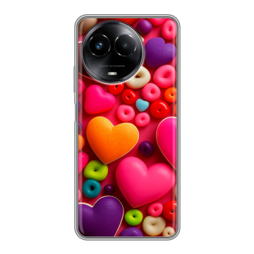 Силиконовый чехол на Realme Narzo 60x 5G с принтом Сердечки